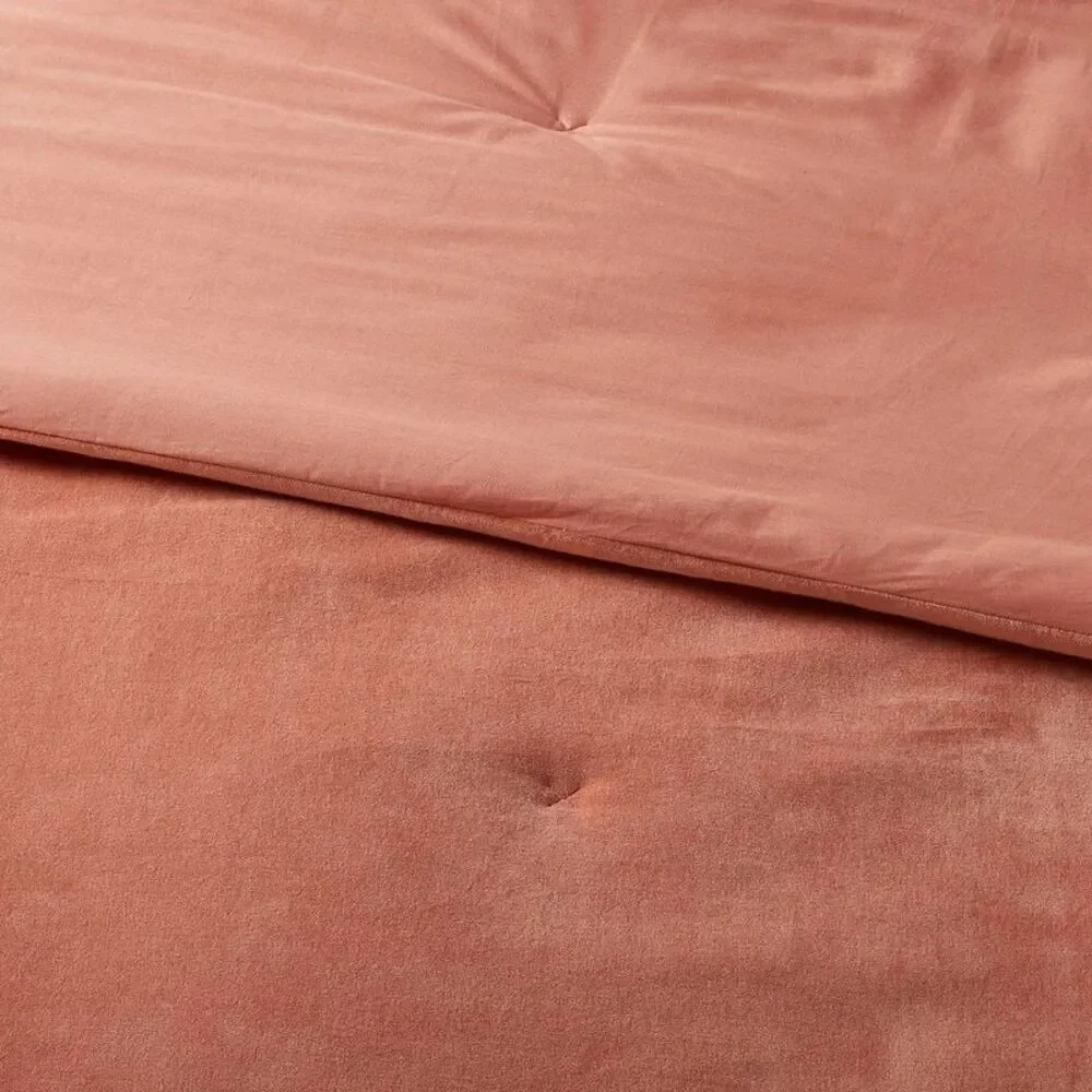 Threshold - Full/Queen Cotton Velvet Comforter and Sham Set Li Terracotta